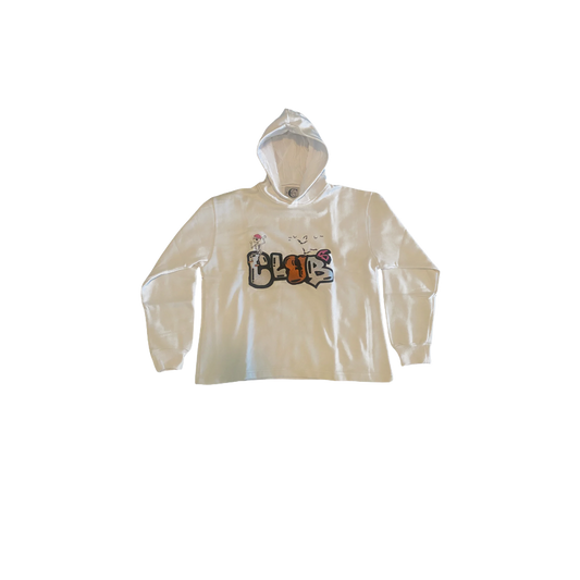 EMBROIDERY WHITE LOGO HOODIE